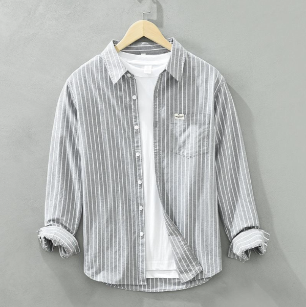 Men’s Breathable Striped Linen Shirt