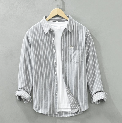 Men’s Breathable Striped Linen Shirt