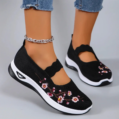 Women’s Floral Embroidered Mesh Trainers