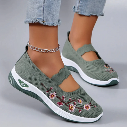 Women’s Floral Embroidered Mesh Trainers