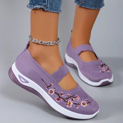 Women’s Floral Embroidered Mesh Trainers