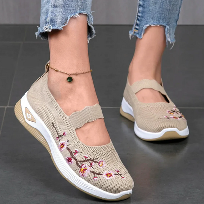 Women’s Floral Embroidered Mesh Trainers