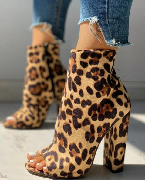 Women’s Peep-Toe Block Heel Ankle Boots