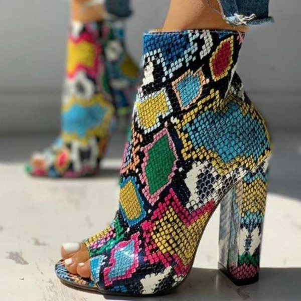 Women’s Peep-Toe Block Heel Ankle Boots