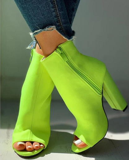 Women’s Peep-Toe Block Heel Ankle Boots