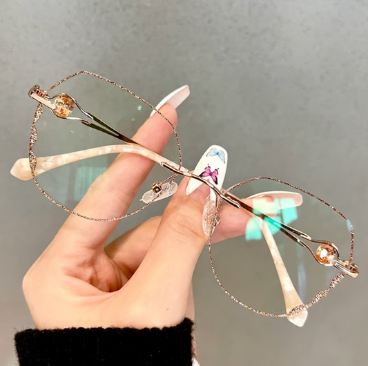Women’s Rimless Glitter Anti-Blue Light Reading Glasses