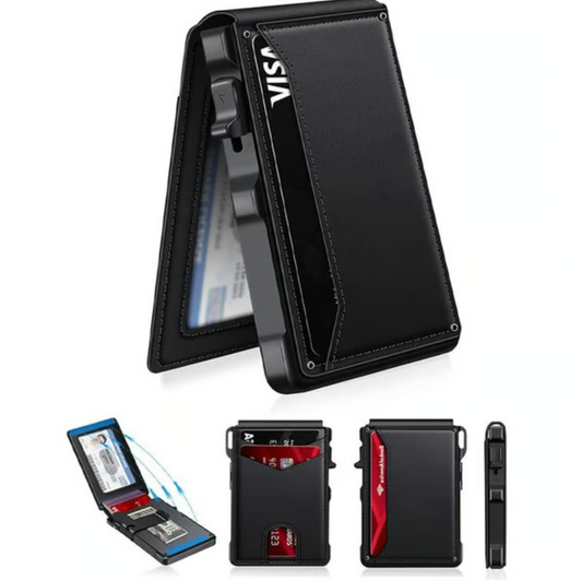 Men’s Aluminium Pop-Up RFID Blocking Slim Bifold Wallet