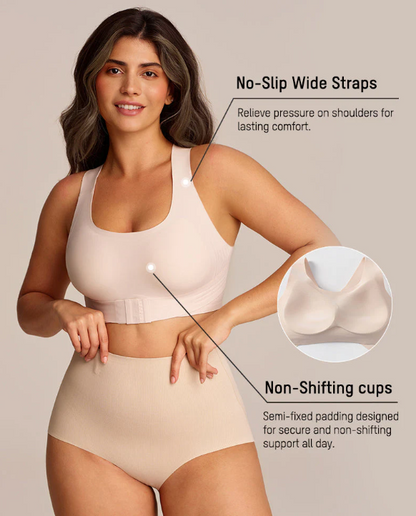 Women’s Front-Fastening Cross-Back Support Bra