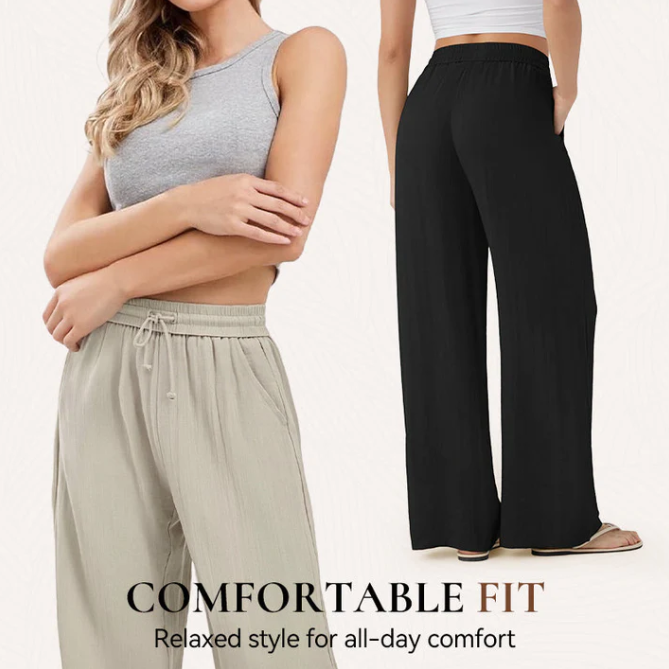 Women’s Relaxed Drawstring Linen Trousers | Everyday Comfort