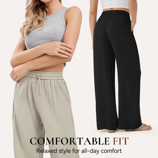 Women’s Relaxed Drawstring Linen Trousers | Everyday Comfort