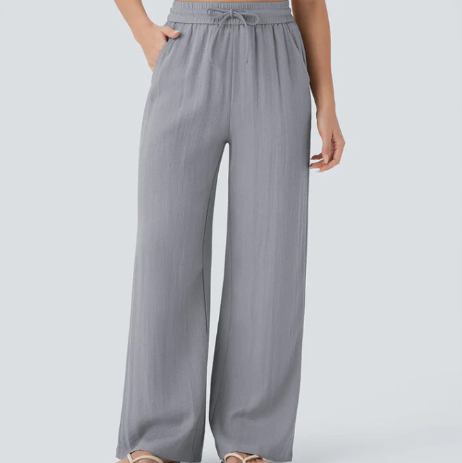 Women’s Relaxed Drawstring Linen Trousers | Everyday Comfort