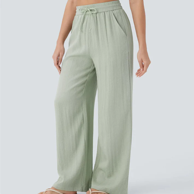 Women’s Relaxed Drawstring Linen Trousers | Everyday Comfort