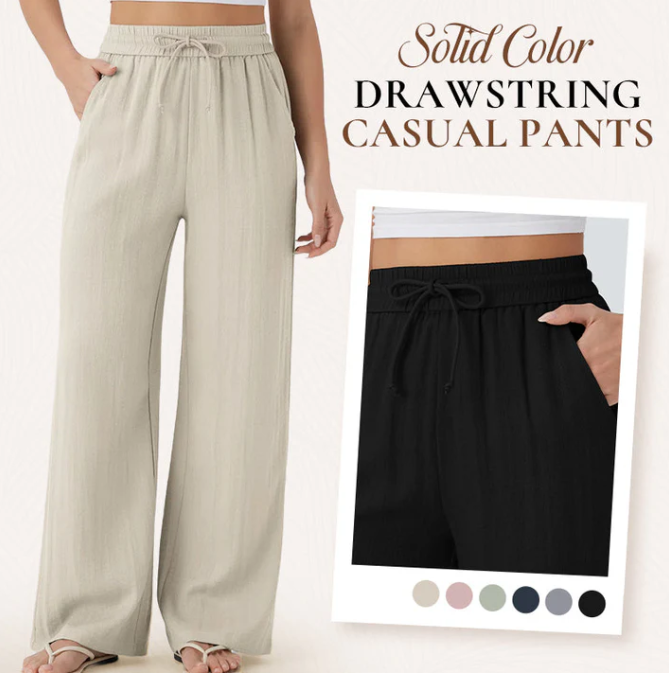Women’s Relaxed Drawstring Linen Trousers | Everyday Comfort