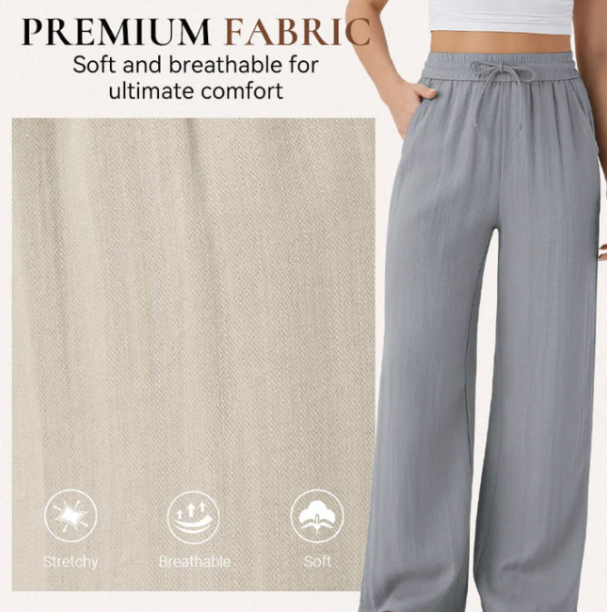 Women’s Relaxed Drawstring Linen Trousers | Everyday Comfort