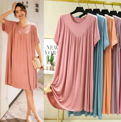 Women’s Modal Short Sleeve Loose Pajama Dress