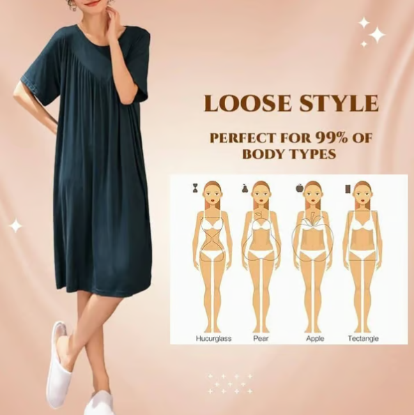 Women’s Modal Short Sleeve Loose Pajama Dress