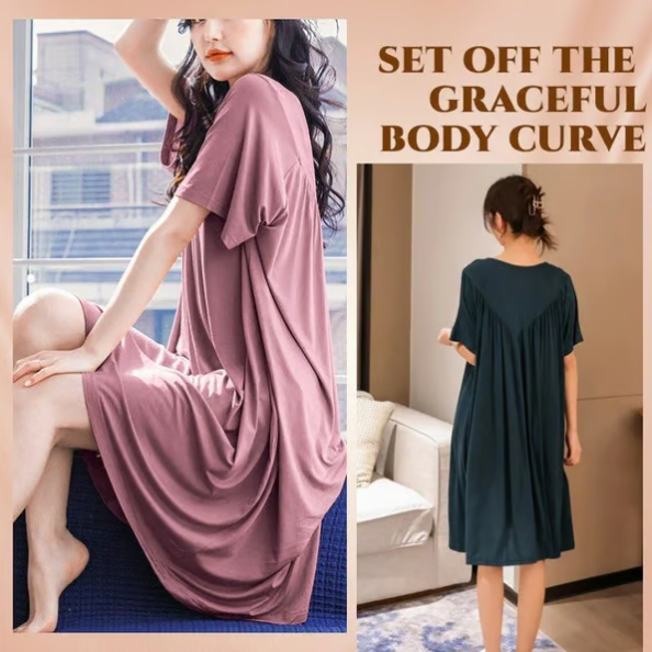 Women’s Modal Short Sleeve Loose Pajama Dress