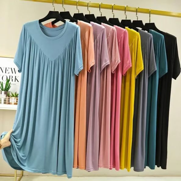 Women’s Modal Short Sleeve Loose Pajama Dress