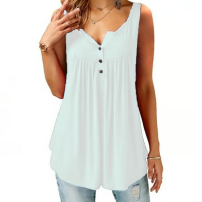Women’s Loose Button V-Neck Sleeveless Tank Top