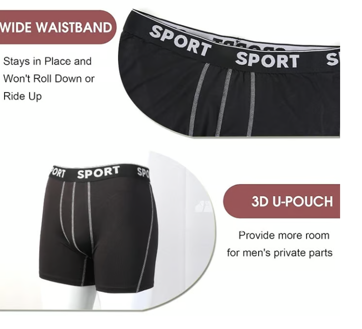5-Pack Men's Letter Tape Boxer Briefs – Comfortable Breathable Underwear for Daily Wear