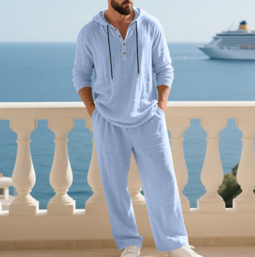Men's Hooded Casual Loose Top & Trousers 2-Piece Set