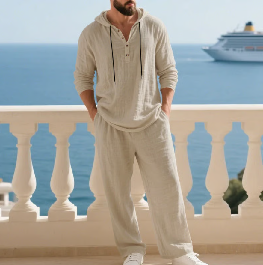 Men's Hooded Casual Loose Top & Trousers 2-Piece Set