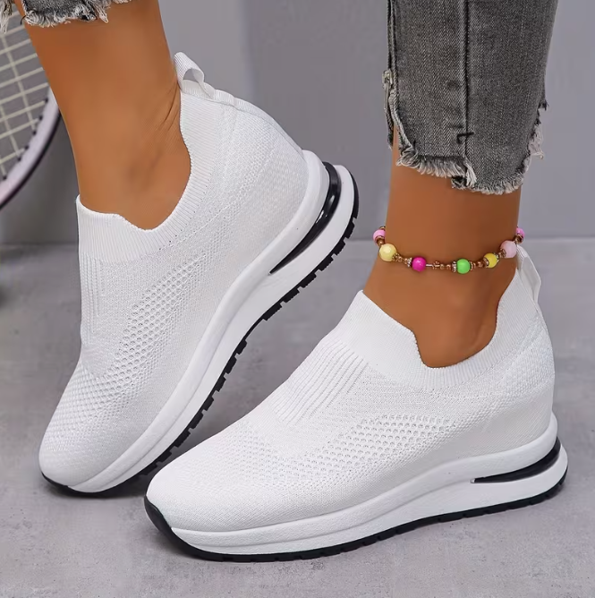 Women's Breathable Slip-On Wedge Trainers