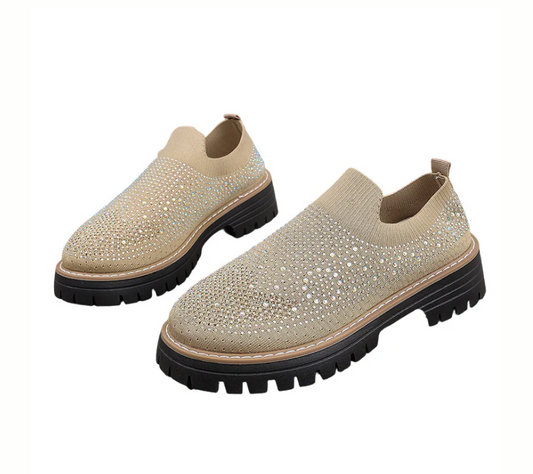 Rhinestone Sparkle Slip On Loafers