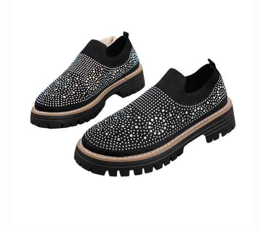 Rhinestone Sparkle Slip On Loafers