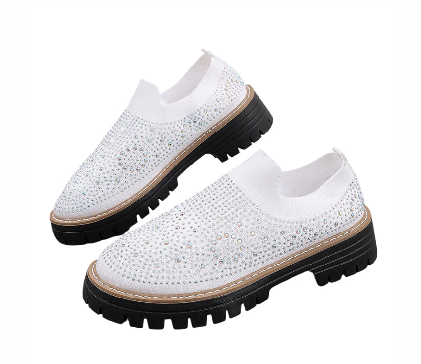 Rhinestone Sparkle Slip On Loafers
