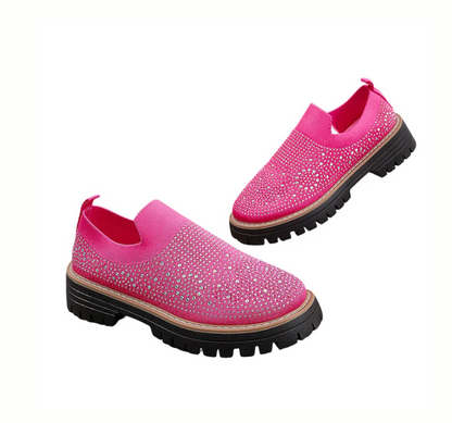 Rhinestone Sparkle Slip On Loafers
