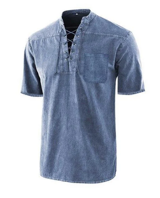 Men’s Vintage Lace Detail Summer Casual T-Shirt