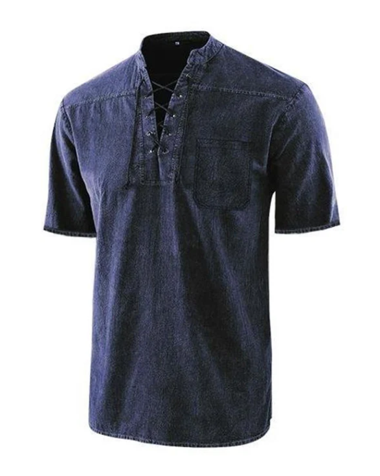 Men’s Vintage Lace Detail Summer Casual T-Shirt