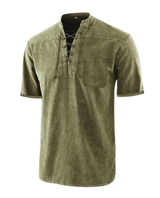 Men’s Vintage Lace Detail Summer Casual T-Shirt