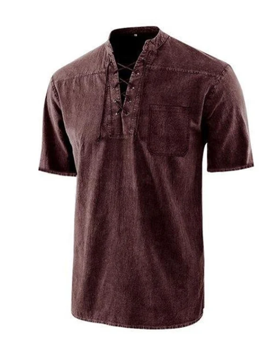 Men’s Vintage Lace Detail Summer Casual T-Shirt