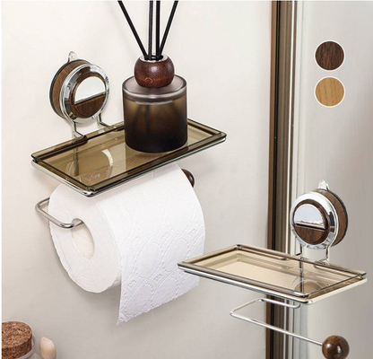 No-Drill Toilet Roll Holder with Shelf