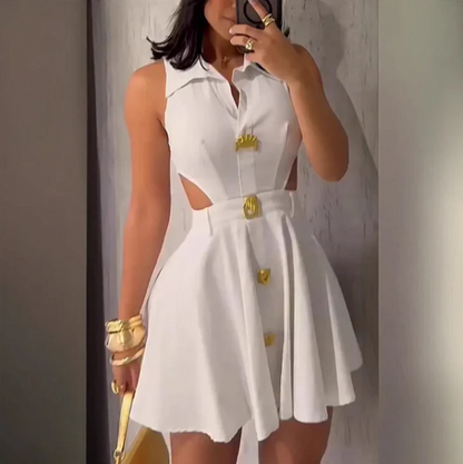 Women’s Sleeveless V-Neck Fitted Elegant Dress