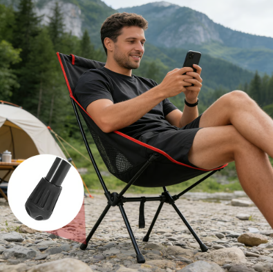 Portable Folding Camping Chair with Lumbar Support & Stable Frame