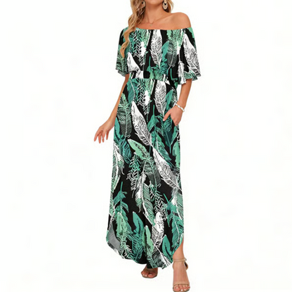 Women's Off-Shoulder Ruffle Maxi Dress