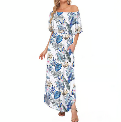 Women's Off-Shoulder Ruffle Maxi Dress