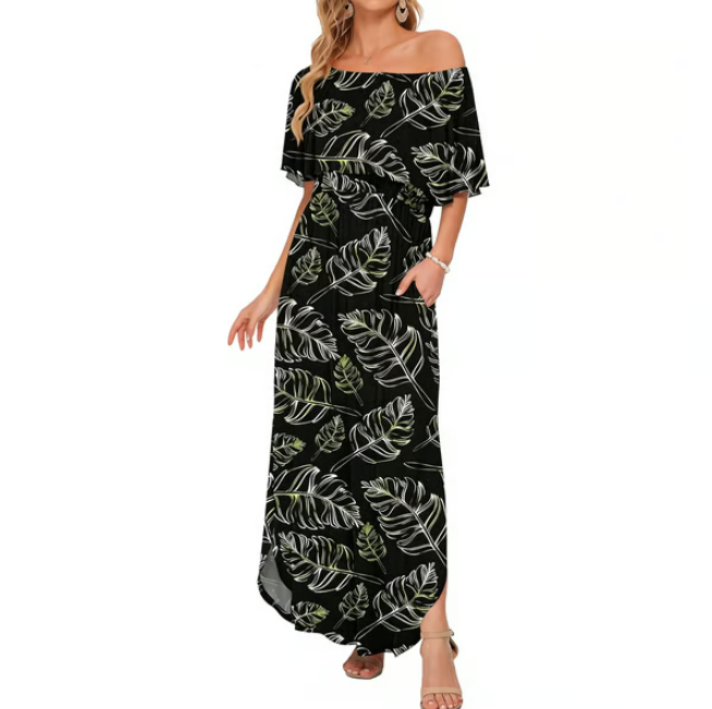 Women's Off-Shoulder Ruffle Maxi Dress