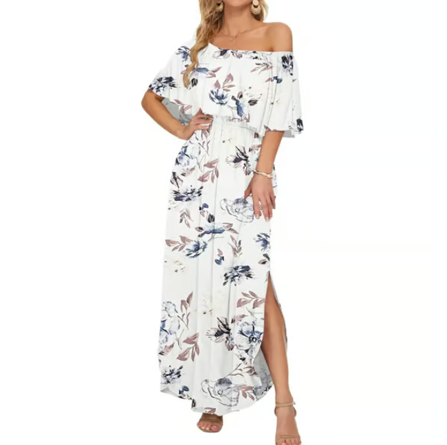 Women's Off-Shoulder Ruffle Maxi Dress