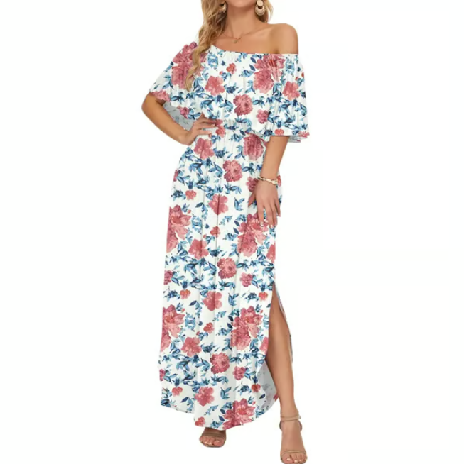 Women's Off-Shoulder Ruffle Maxi Dress
