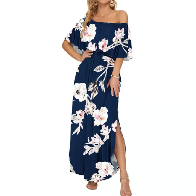 Women's Off-Shoulder Ruffle Maxi Dress
