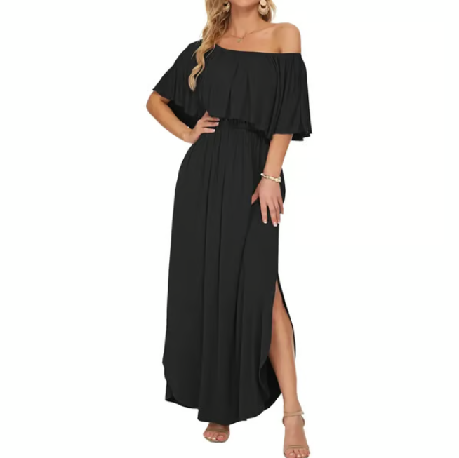 Women's Off-Shoulder Ruffle Maxi Dress