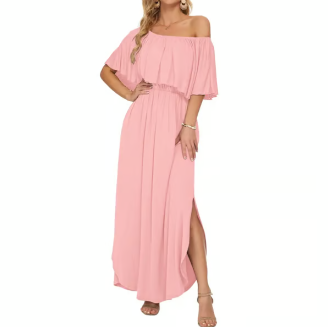 Women's Off-Shoulder Ruffle Maxi Dress