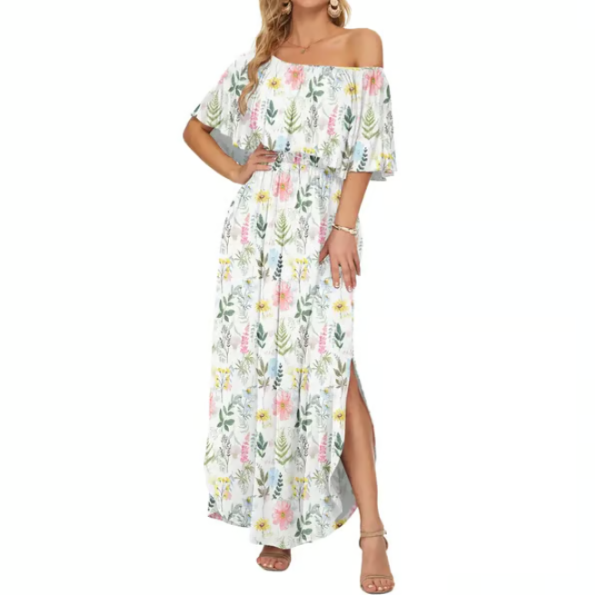 Women's Off-Shoulder Ruffle Maxi Dress
