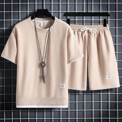 Men’s Textured T-Shirt and Shorts Set