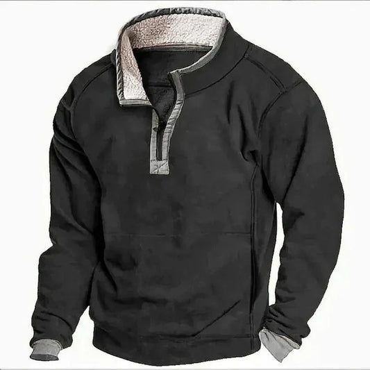 Men’s Casual Half Zip Stand Collar Hoodie