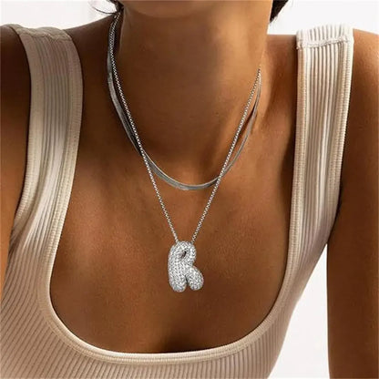 Waterproof 18K Gold Plated Bubble Initial Necklace